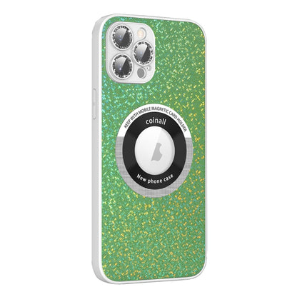 For iPhone 13 Colorful Glitter Magnetic Magsafe TPU + PC Phone Case(Colorful Green) - iPhone 13 Cases by buy2fix | Online Shopping UK | buy2fix