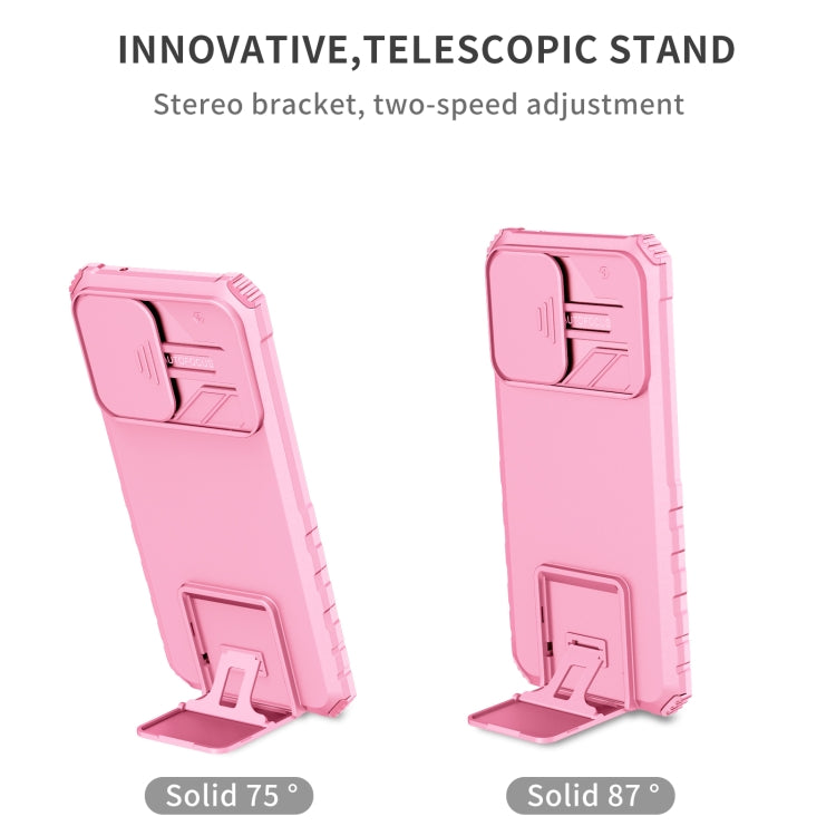 For Samsung Galaxy S20 FE Stereoscopic Holder Sliding Camshield Phone Case(Pink) - Galaxy S20 FE Cases by buy2fix | Online Shopping UK | buy2fix