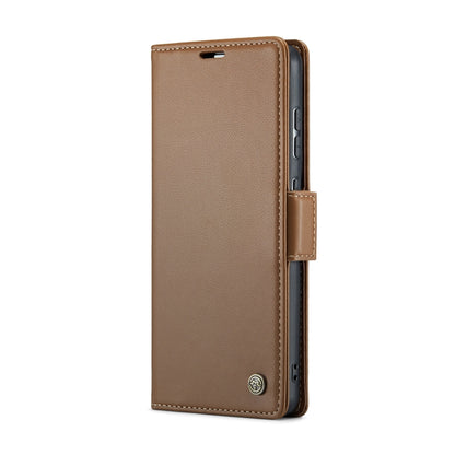 For Samsung Galaxy A35 5G CaseMe 023 Butterfly Buckle Litchi Texture RFID Anti-theft Leather Phone Case(Brown) - Galaxy Phone Cases by CaseMe | Online Shopping UK | buy2fix