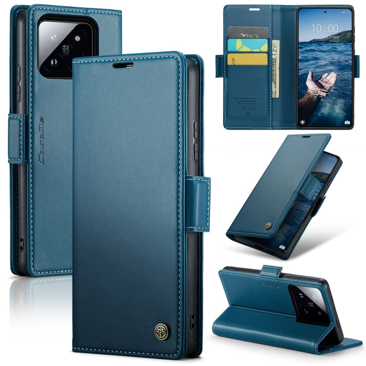 For Xiaomi 14 Pro CaseMe 023 Butterfly Buckle Litchi Texture RFID Anti-theft Leather Phone Case(Blue) - 14 Pro Cases by CaseMe | Online Shopping UK | buy2fix