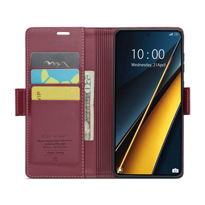 For Xiaomi Poco X6 Pro 5G/Redmi K70E 5G CaseMe 023 Butterfly Buckle Litchi Texture RFID Anti-theft Leather Phone Case(Wine Red) - K70E Cases by CaseMe | Online Shopping UK | buy2fix