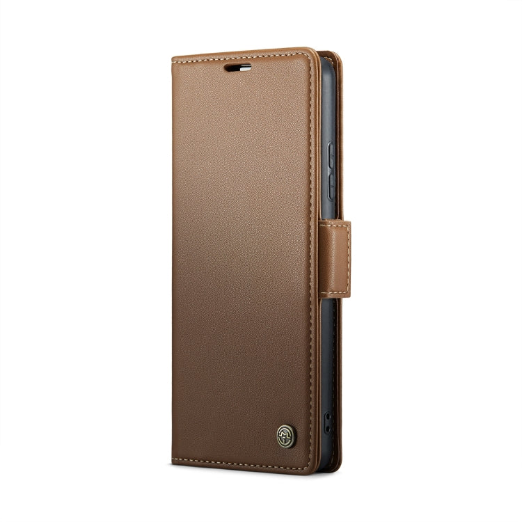 For Xiaomi Redmi Note 13 4G CaseMe 023 Butterfly Buckle Litchi Texture RFID Anti-theft Leather Phone Case(Brown) - Xiaomi Cases by CaseMe | Online Shopping UK | buy2fix