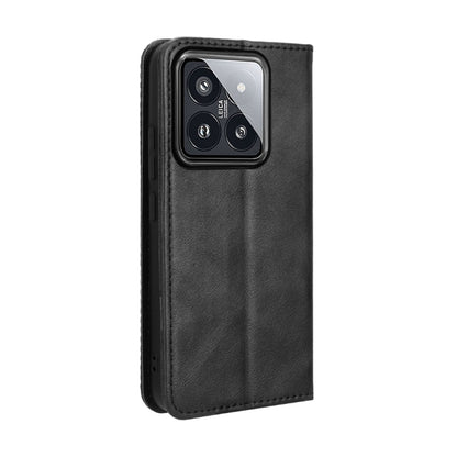 For Xiaomi 14 Magnetic Buckle Retro Texture Leather Phone Case(Black) - 14 Cases by buy2fix | Online Shopping UK | buy2fix