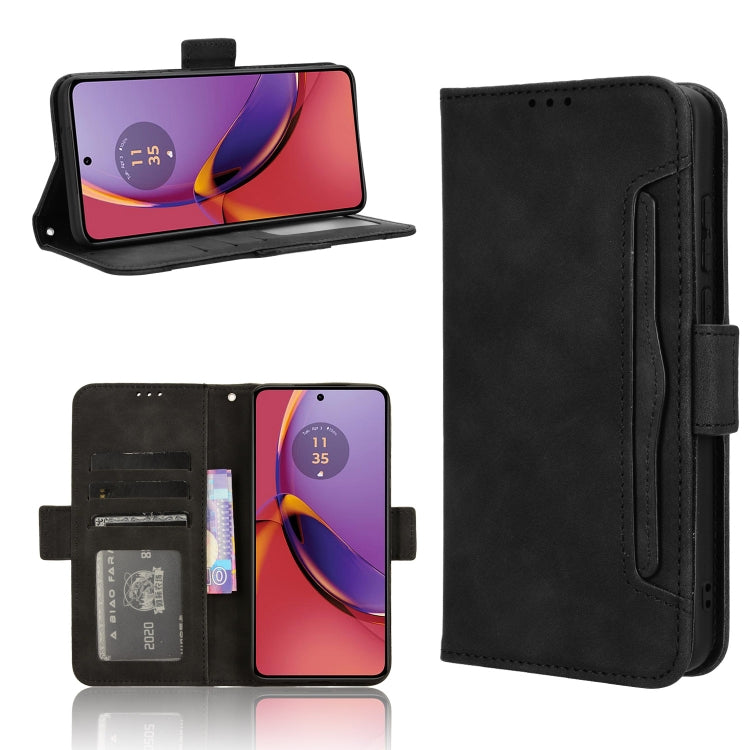 For Motorola Moto G84 5G Skin Feel Calf Texture Card Slots Leather Phone Case(Black) - Motorola Cases by buy2fix | Online Shopping UK | buy2fix