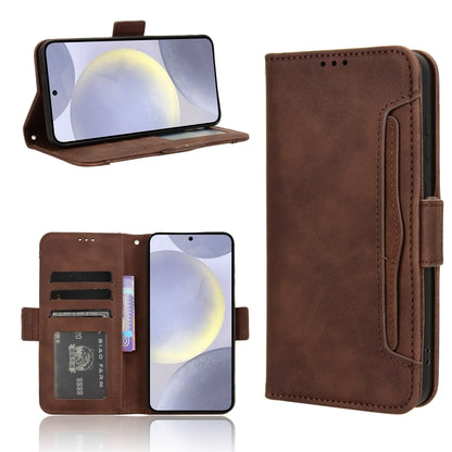 For Samsung Galaxy S24 5G Skin Feel Calf Texture Card Slots Leather Phone Case(Brown) - Galaxy S24 5G Cases by buy2fix | Online Shopping UK | buy2fix