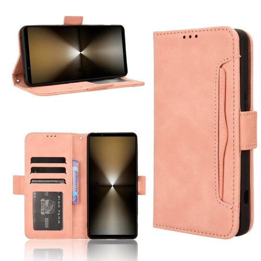 For Sony Xperia 1 VI 2024 Skin Feel Calf Texture Card Slots Leather Phone Case(Pink) - Sony Cases by buy2fix | Online Shopping UK | buy2fix