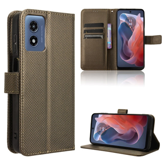 For Motorola Moto G Play 4G 2024 Diamond Texture Leather Phone Case(Brown) - Motorola Cases by buy2fix | Online Shopping UK | buy2fix