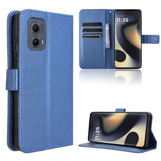 For Motorola Edge 2024 5G Diamond Texture Leather Phone Case(Blue) - Motorola Cases by buy2fix | Online Shopping UK | buy2fix