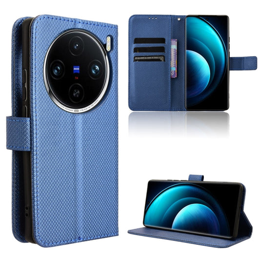 For vivo X100 Pro 5G Diamond Texture Leather Phone Case(Blue) - X100 Pro Cases by buy2fix | Online Shopping UK | buy2fix