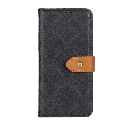 For Xiaomi Redmi 13C European Floral Embossed Leather Phone Case(Black) - 13C Cases by buy2fix | Online Shopping UK | buy2fix