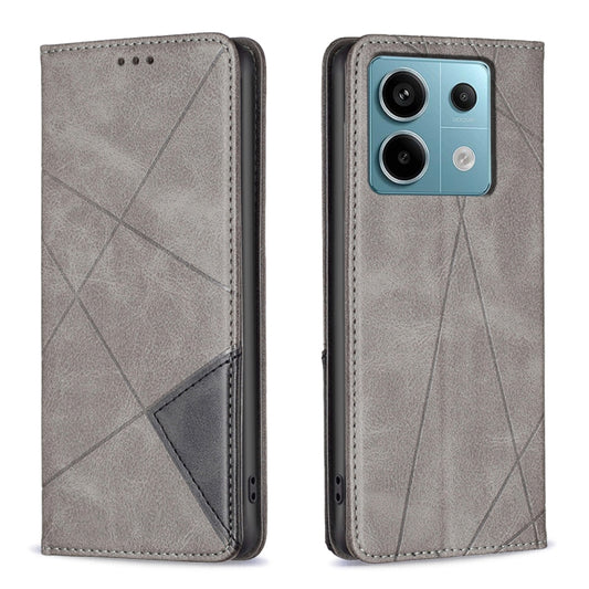 For Xiaomi Redmi Note 13 Pro 5G Rhombus Texture Magnetic Leather Phone Case(Grey) - Xiaomi Cases by buy2fix | Online Shopping UK | buy2fix