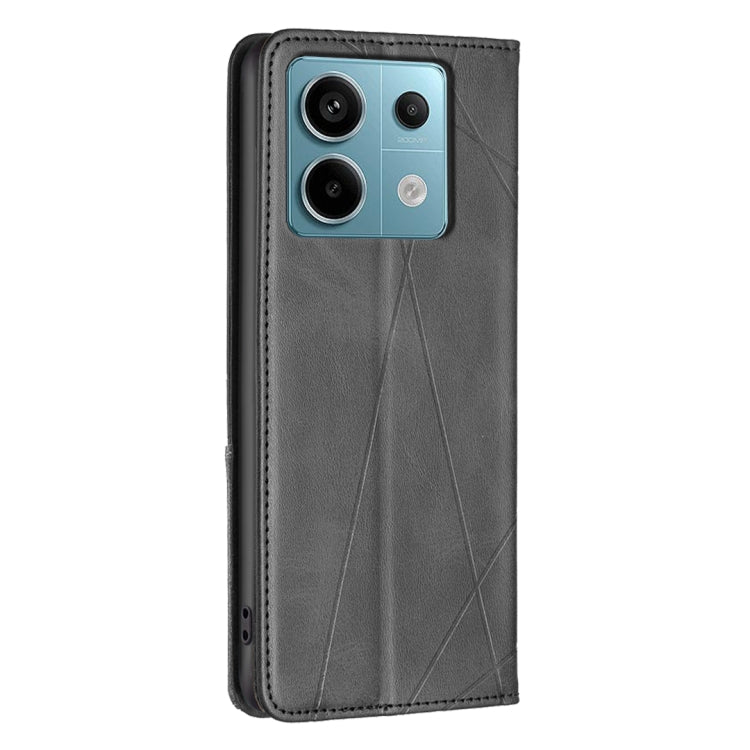 For Xiaomi Redmi Note 13 Pro 5G Rhombus Texture Magnetic Leather Phone Case(Black) - Xiaomi Cases by buy2fix | Online Shopping UK | buy2fix