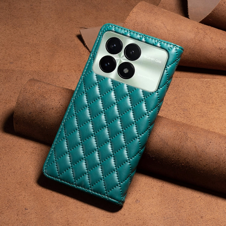 For Xiaomi Redmi K70 / K70 Pro Diamond Lattice Magnetic Leather Flip Phone Case(Green) - K70 Pro Cases by buy2fix | Online Shopping UK | buy2fix