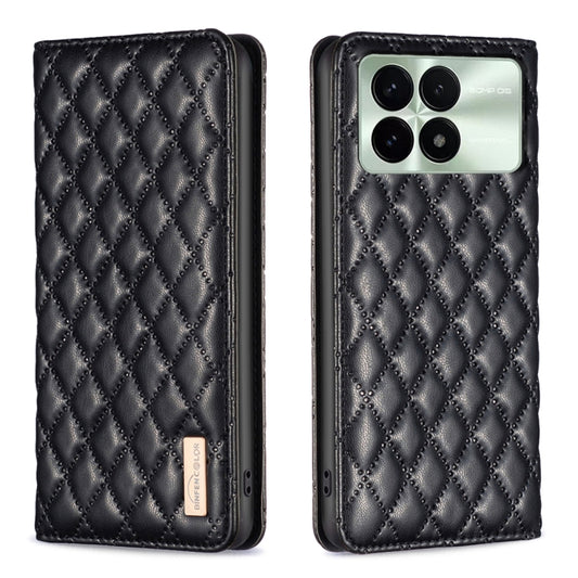 For Xiaomi Redmi K70 / K70 Pro Diamond Lattice Magnetic Leather Flip Phone Case(Black) - K70 Pro Cases by buy2fix | Online Shopping UK | buy2fix