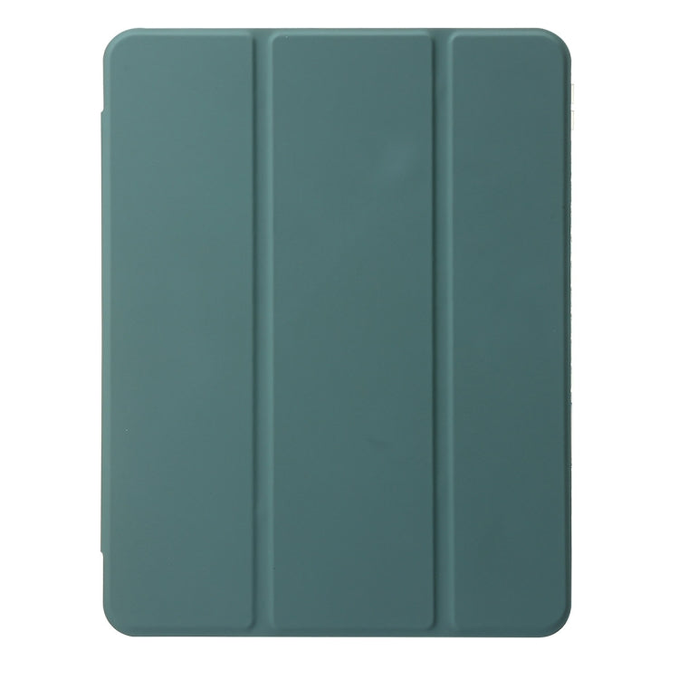 For iPad Air 11 2024 Clear Acrylic 3-Fold Leather Tablet Case(Dark Green) - iPad Air 11 2024 Cases by buy2fix | Online Shopping UK | buy2fix