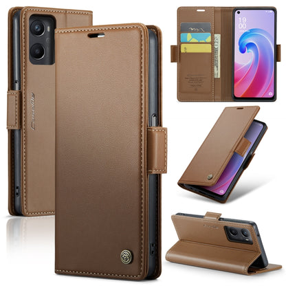 For OPPO A96 4G Global/A36 4G/K10 4G/A76 4G CaseMe 023 Butterfly Buckle Litchi Texture RFID Anti-theft Leather Phone Case(Brown) - OPPO Cases by CaseMe | Online Shopping UK | buy2fix