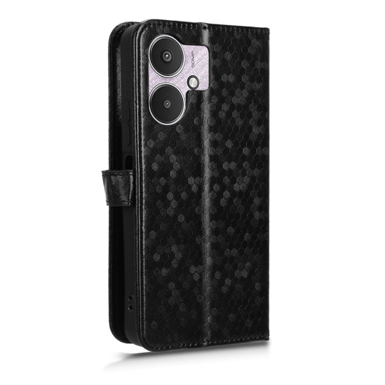 For Xiaomi Redmi 13C 5G / 4G Honeycomb Dot Texture Leather Phone Case(Black) - 13C Cases by buy2fix | Online Shopping UK | buy2fix