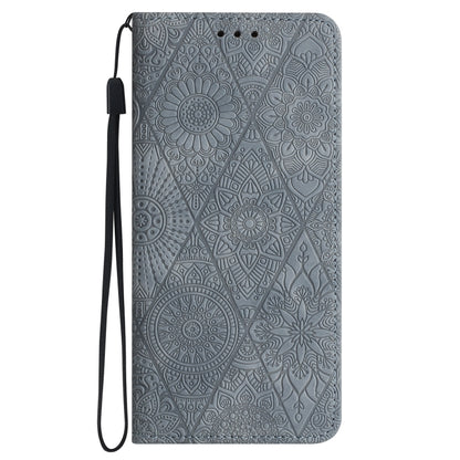 For Xiaomi Redmi Note 13 Pro 5G Ethnic Embossed Adsorption Leather Phone Case(Grey) - Note 13 Pro Cases by buy2fix | Online Shopping UK | buy2fix