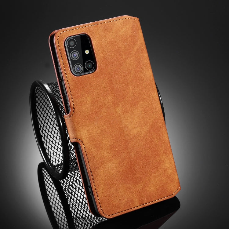 For Samsung Galaxy A51 5G DG.MING Retro Oil Side Horizontal Flip Case with Holder & Card Slots & Wallet(Brown) - Galaxy Phone Cases by DG.MING | Online Shopping UK | buy2fix