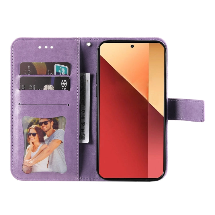 For Xiaomi Redmi Note13 Pro 4G Global/Poco M6 Pro 4G 7-petal Flowers Embossing Leather Phone Case(Light Purple) - Note 13 Pro Cases by buy2fix | Online Shopping UK | buy2fix