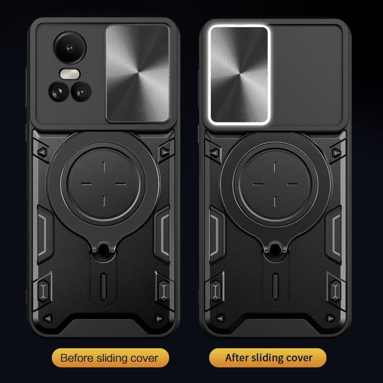 For OPPO Reno10 5G Global CD Texture Sliding Camshield Magnetic Holder Phone Case(Purple) - OPPO Cases by buy2fix | Online Shopping UK | buy2fix