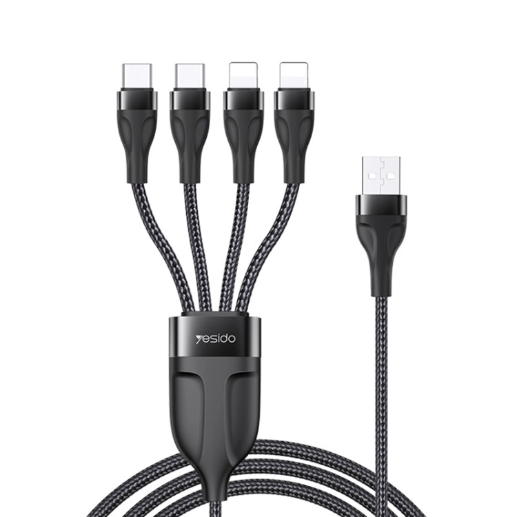 YESIDO CA111 1.2m 4A USB to Dual Type-C + Dual 8 Pin Charging Cable(Black) - Multifunction Cable by Yesido | Online Shopping UK | buy2fix