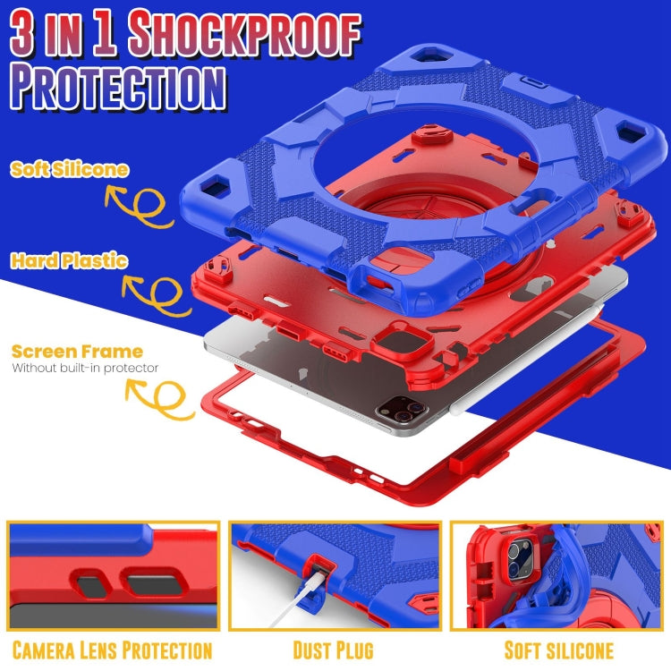 For iPad Pro 11 2022 / 2021 / 2020 Spider Rotation Handle Silicone Hybrid PC Tablet Case(Blue Red) - iPad Pro 11 (2022/2021) Cases by buy2fix | Online Shopping UK | buy2fix