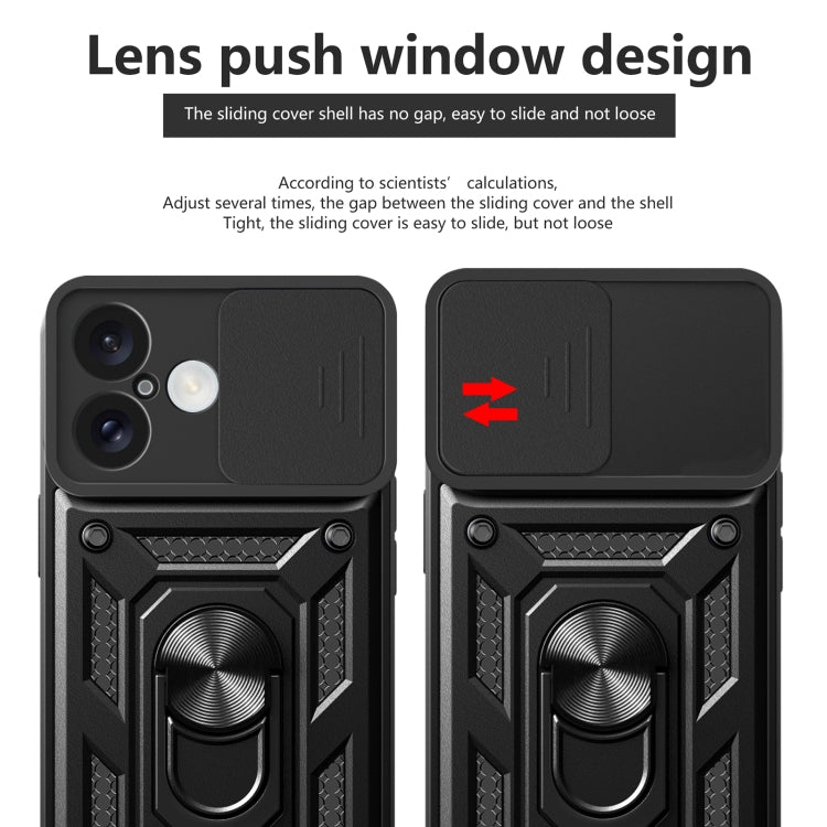 For iPhone 16 Sliding Camera Cover Design TPU+PC Phone Case(Black) - iPhone 16 Cases by buy2fix | Online Shopping UK | buy2fix