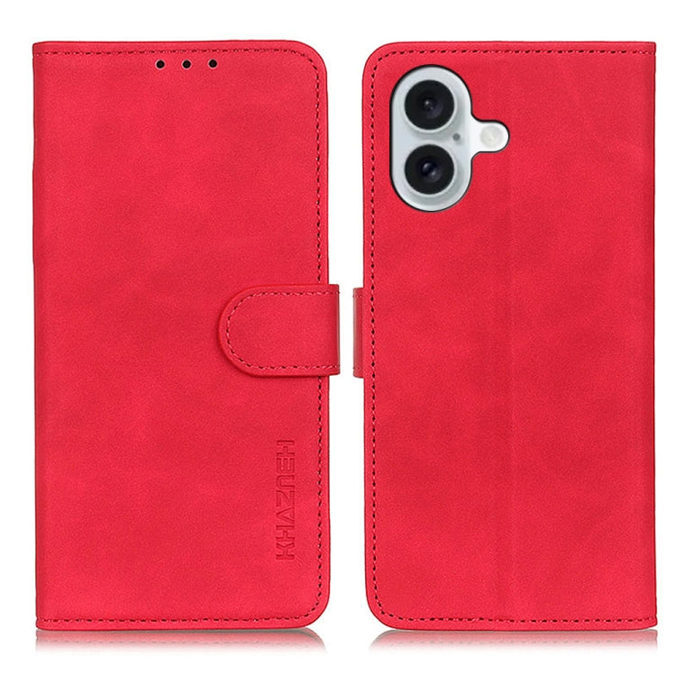 For iPhone 16 Plus KHAZNEH Retro Texture Leather Phone Case(Red) - iPhone 16 Plus Cases by buy2fix | Online Shopping UK | buy2fix