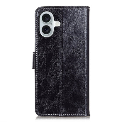 For iPhone 16 Retro Crazy Horse Texture Horizontal Flip Leather Phone Case(Black) - iPhone 16 Cases by buy2fix | Online Shopping UK | buy2fix