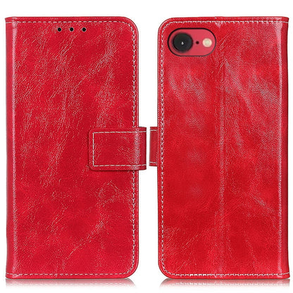 For iPhone 16e Retro Crazy Horse Texture Horizontal Flip Leather Phone Case(Red) - iPhone 16e Cases by buy2fix | Online Shopping UK | buy2fix