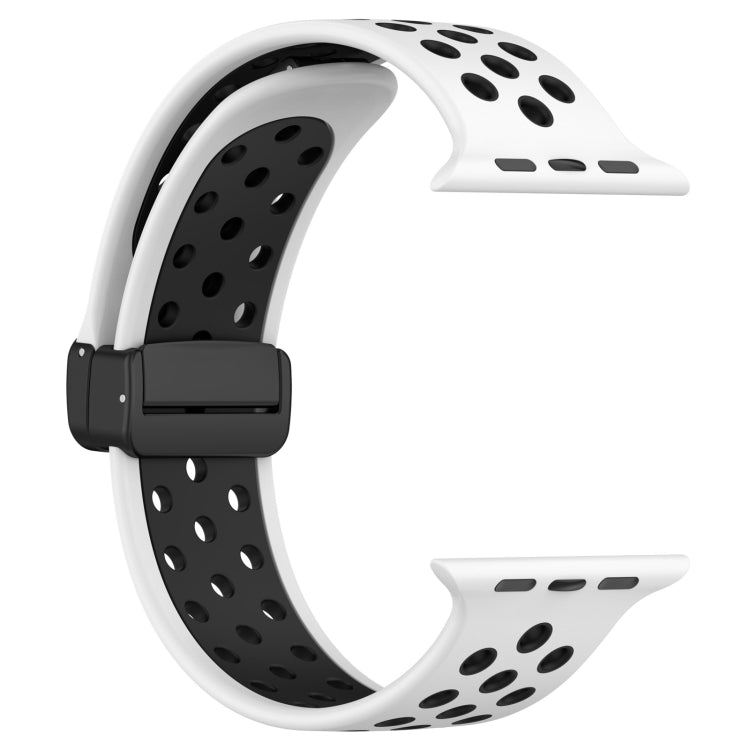 For Apple Watch SE 40mm Magnetic Buckle Silicone Watch Band(White Black) - Watch Bands by buy2fix | Online Shopping UK | buy2fix