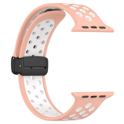 For Apple Watch 6 40mm Magnetic Buckle Silicone Watch Band(Pink White) - Watch Bands by buy2fix | Online Shopping UK | buy2fix