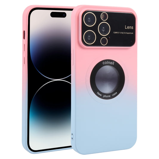 For iPhone 15 Pro Max Gradient Silicone Shockproof Magsafe Phone Case with Lens Film(Pink Blue) - iPhone 15 Pro Max Cases by buy2fix | Online Shopping UK | buy2fix