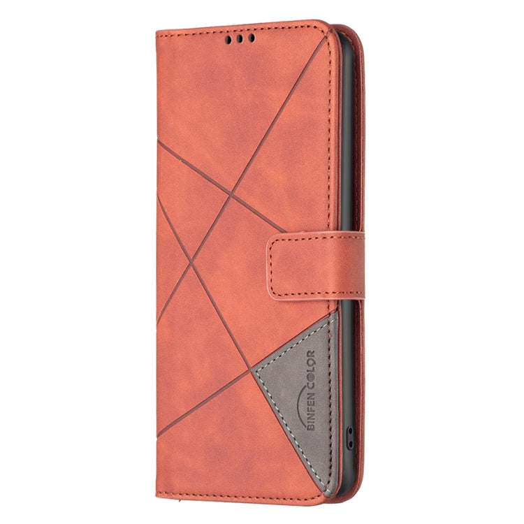 For Motorola Moto G Power 5G 2024 Magnetic Buckle Rhombus Texture Leather Phone Case(Brown) - Motorola Cases by buy2fix | Online Shopping UK | buy2fix