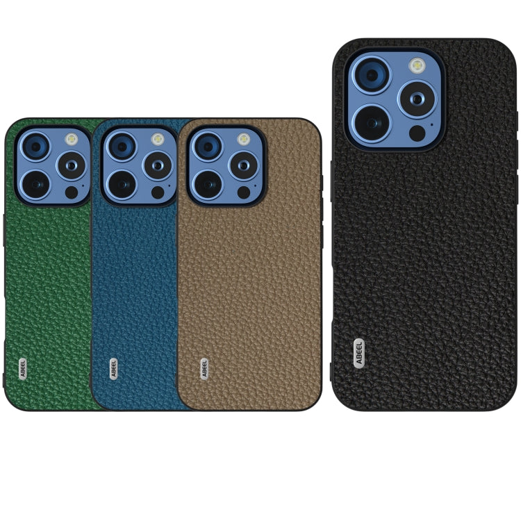 For iPhone 16 Pro Max ABEEL Genuine Leather Litchi Texture Phone Case(Black) - iPhone 16 Pro Max Cases by buy2fix | Online Shopping UK | buy2fix