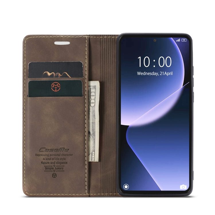 For Xiaomi 13T/13T Pro CaseMe 013 Multifunctional Horizontal Flip Leather Phone Case(Coffee) - Xiaomi Cases by CaseMe | Online Shopping UK | buy2fix