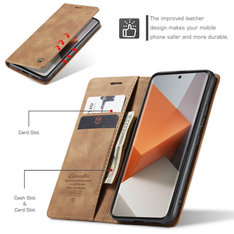 For Xiaomi Redmi Note 13 Pro+ CaseMe 013 Multifunctional Horizontal Flip Leather Phone Case(Brown) - Xiaomi Cases by CaseMe | Online Shopping UK | buy2fix