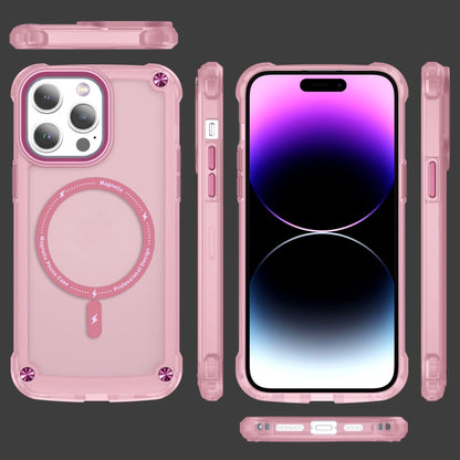 For iPhone 14 Skin Feel TPU + PC MagSafe Magnetic Phone Case(Transparent Pink) - iPhone 14 Cases by buy2fix | Online Shopping UK | buy2fix