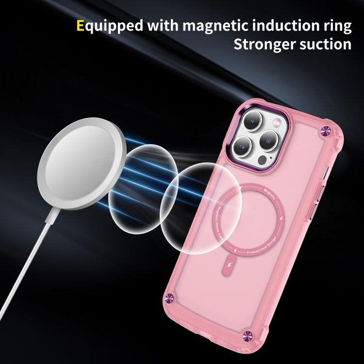 For iPhone 14 Skin Feel TPU + PC MagSafe Magnetic Phone Case(Transparent Pink) - iPhone 14 Cases by buy2fix | Online Shopping UK | buy2fix