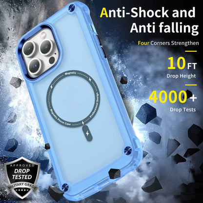 For iPhone 15 Pro Skin Feel TPU + PC MagSafe Magnetic Phone Case(Transparent Blue) - iPhone 15 Pro Cases by buy2fix | Online Shopping UK | buy2fix