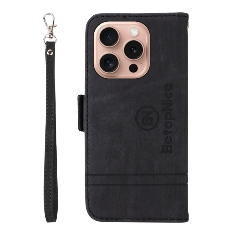 For iPhone 16 Pro BETOPNICE Dual-side Buckle Leather Phone Case(Black) - iPhone 16 Pro Cases by BETOPNICE | Online Shopping UK | buy2fix