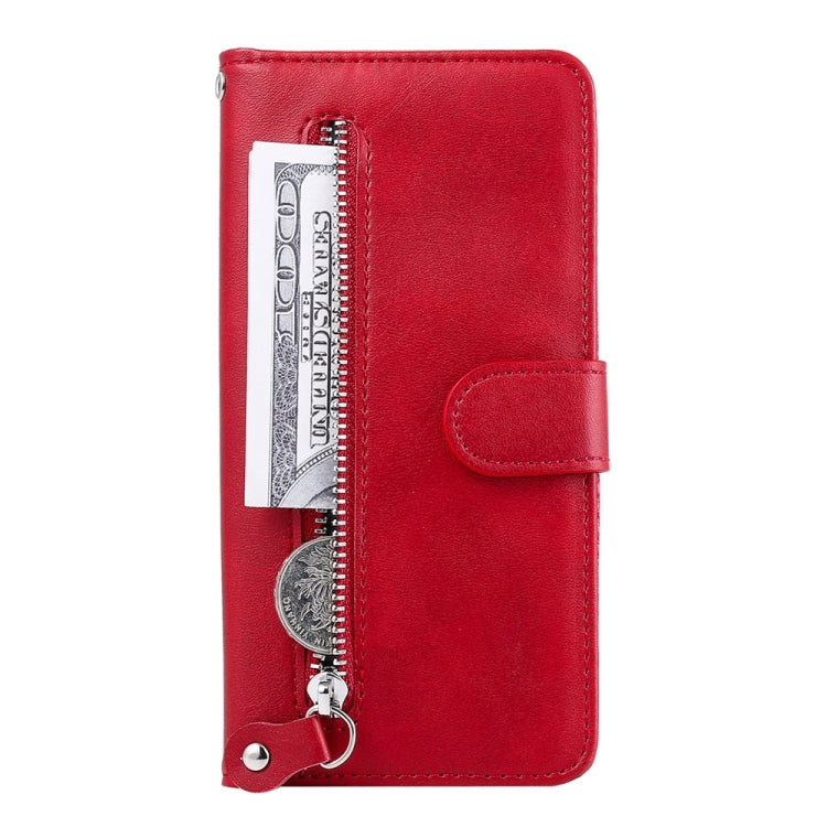 For iPhone 16 Pro Fashion Calf Texture Zipper Leather Phone Case(Red) - iPhone 16 Pro Cases by buy2fix | Online Shopping UK | buy2fix