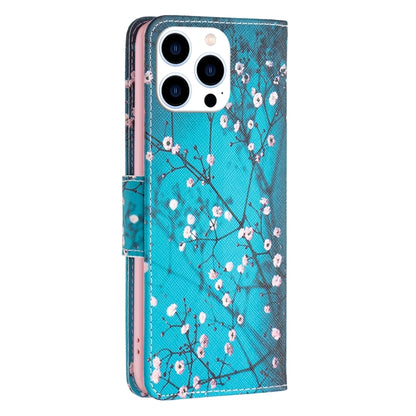 For iPhone 16 Pro Max Colored Drawing Pattern Leather Phone Case(Plum Blossom) - iPhone 16 Pro Max Cases by buy2fix | Online Shopping UK | buy2fix