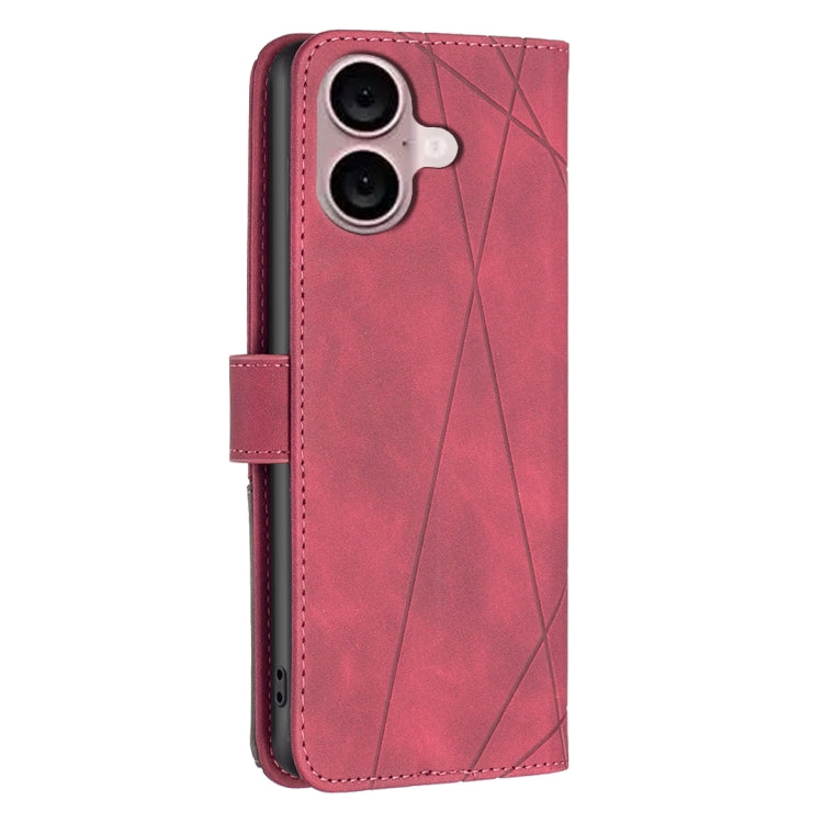 For iPhone 16 Magnetic Buckle Rhombus Texture Leather Phone Case(Red) - iPhone 16 Cases by buy2fix | Online Shopping UK | buy2fix