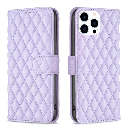 For iPhone 16 Pro Max Diamond Lattice Wallet Flip Leather Phone Case(Purple) - iPhone 16 Pro Max Cases by buy2fix | Online Shopping UK | buy2fix