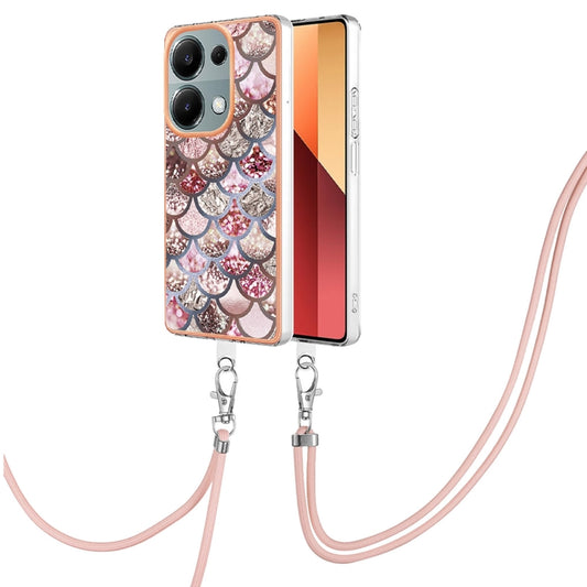 For Xiaomi Redmi Note 13 Pro 4G Global  Electroplating IMD TPU Phone Case with Lanyard(Pink Scales) - Note 13 Pro Cases by buy2fix | Online Shopping UK | buy2fix