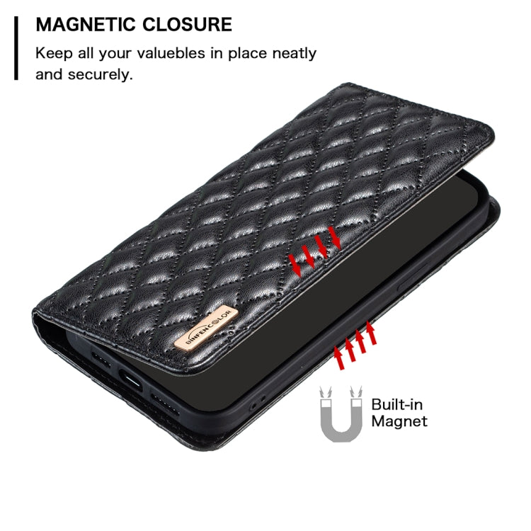 For iPhone 16 Pro Diamond Lattice Magnetic Leather Flip Phone Case(Black) - iPhone 16 Pro Cases by buy2fix | Online Shopping UK | buy2fix