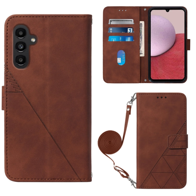 For Samsung Galaxy A25 5G / A24 Crossbody 3D Embossed Flip Leather Phone Case(Brown) - Galaxy Z Flip5 Cases by buy2fix | Online Shopping UK | buy2fix