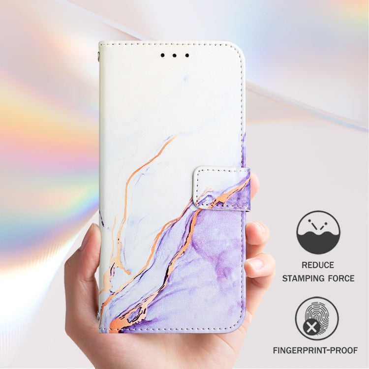 For iPhone SE 2024 PT003 Marble Pattern Flip Leather Phone Case(White Purple LS006) - More iPhone Cases by buy2fix | Online Shopping UK | buy2fix